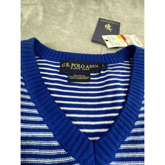 U.S. Polo Assn. Sweater Vest Striped Mens L Preppy Money Educore Large Pony Logo - Picture 3 of 9